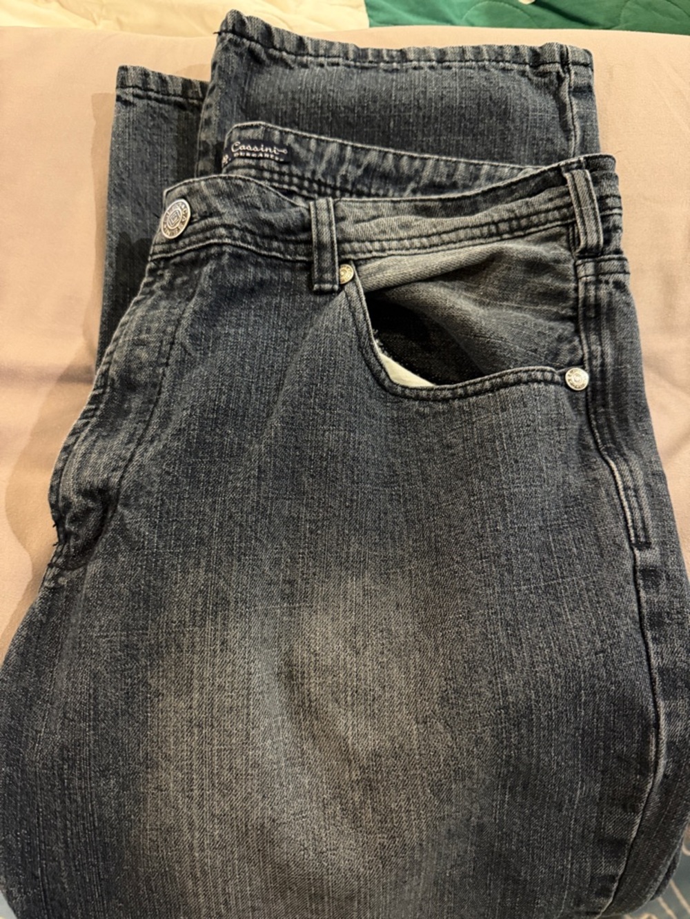 Oleg Cassini Men's Bootcut Jeans in Faded Blue-Gray